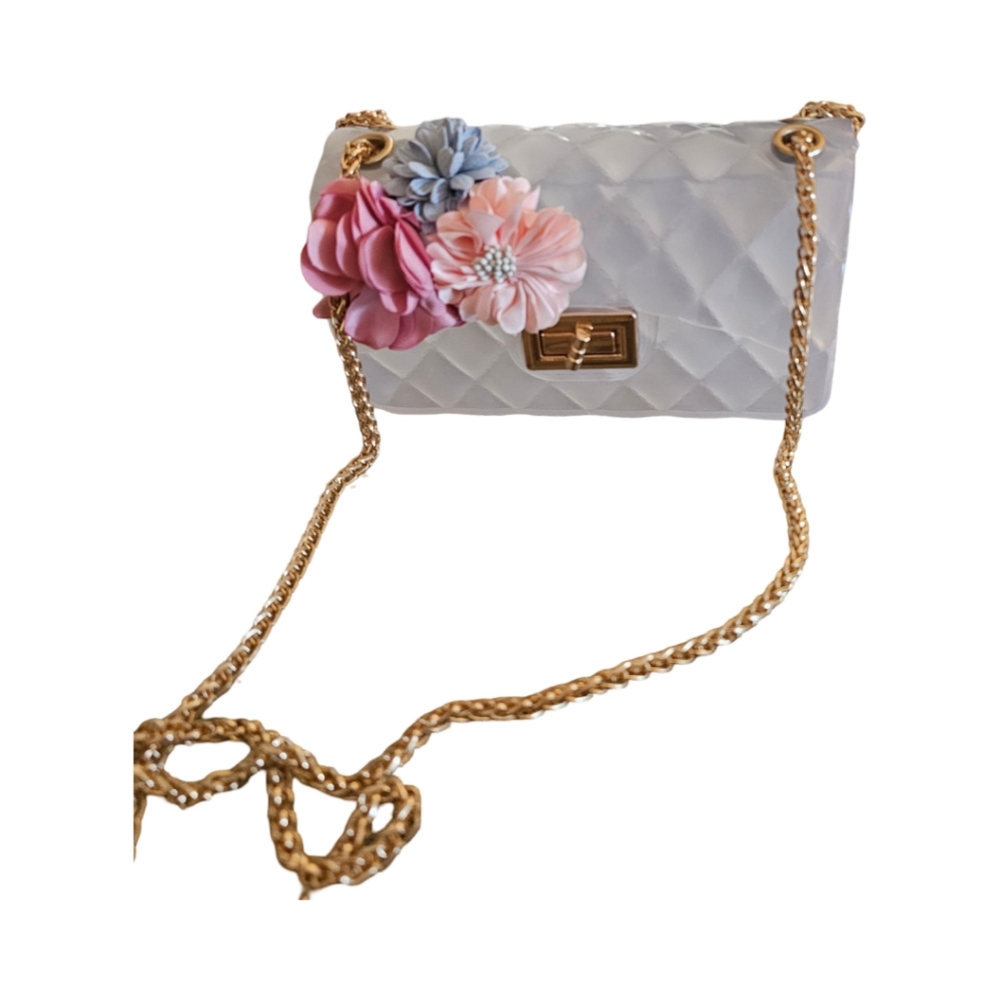 Clear frosted cross body shoulder jelly bag